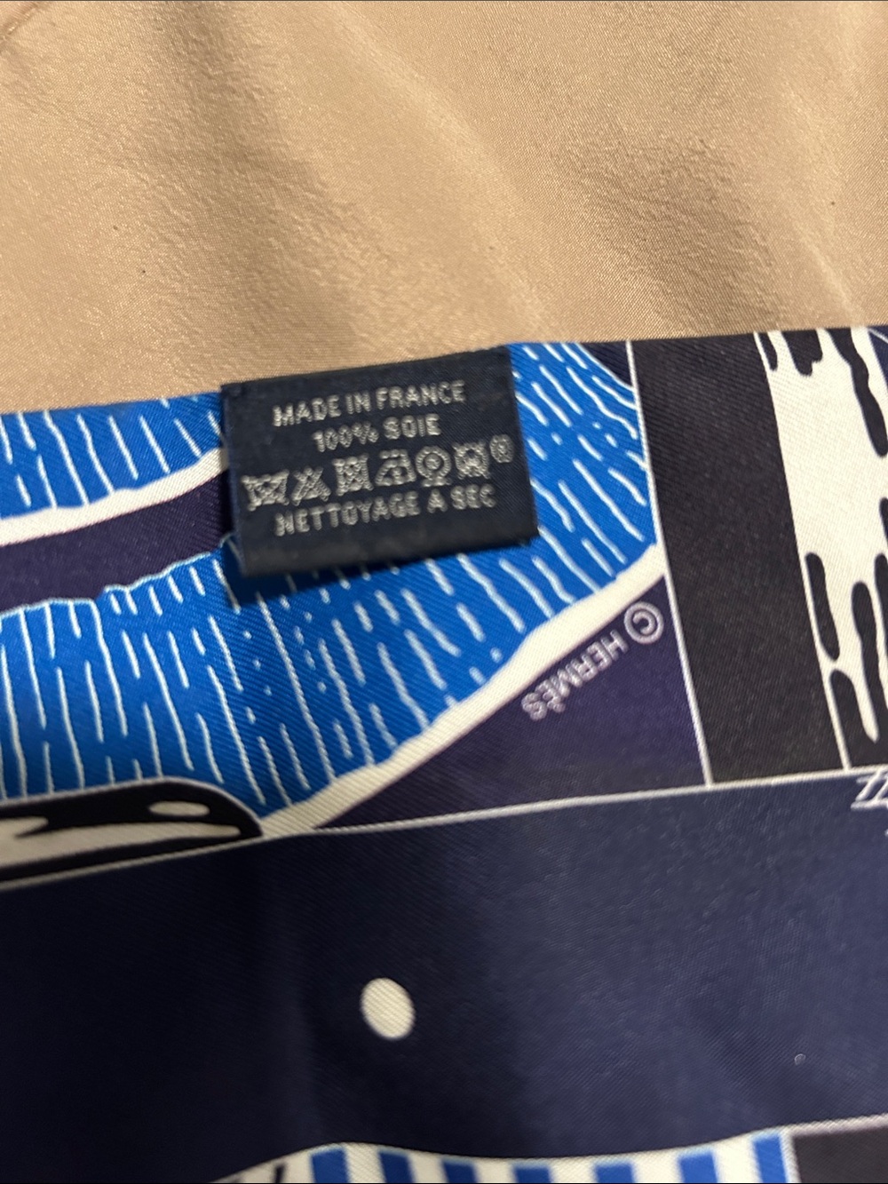 Hermes Orange Round Box with Blue & White Striped Hair Scarf - Picture 5 of 8
